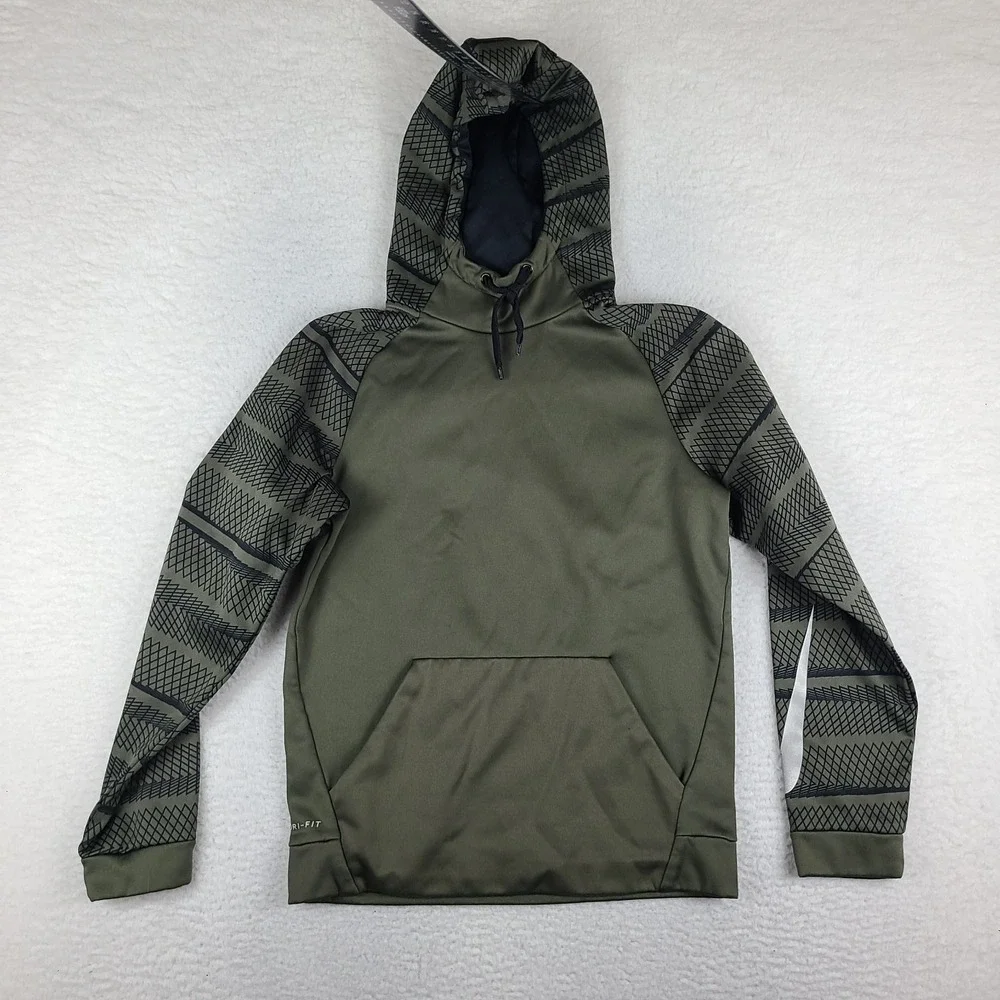 Nike Hoodie Mens‎ Small Dark Green Olive Dri Fit Training Activewear 800303-325